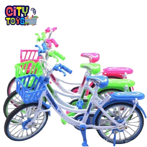 1:8 Die-cast Alloy LADIES Bicycle Model Metal Toy Curved Racing Bike Cross-country Mountain Vehicle Series Children's Gift Decoration