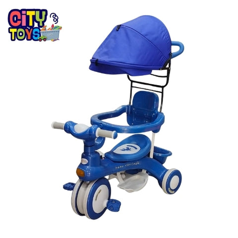 Blue Baby Tricycle with Canopy & Push Handle – Fun, Safe & Stylish Ride