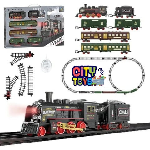 Battery Operated Black Train Track Toy With Headlight for Kids - Black