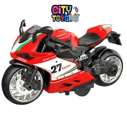 Generic Exquisite Diecast 1/12 Motorcycle Model Pull Back Bike with Music Light Toys Collection Simulation Vehicle