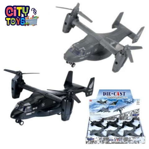 Diecast Metal Military c - 1:400 Scale Alloy Model Twin-Engine Rotor Aircraft Toy, Tiltrotor Transporter Airplane with Pullback Action, Lights and Sound