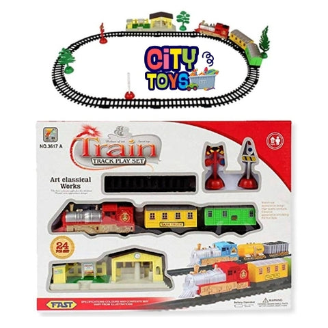 ROZZBY Mini Electric Deluxe Train Track Game Play Set - 24 Pieces Pack for Kids/Children