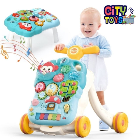 Baby Push Walker Music Learning Toy Gift Interactive Learning Walking Toy Activity Center for Toddler Boys and Girls Years