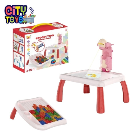 4 In1 Multifunction Building Block Kids Projector Projection Drawing Table Painting Drawing Board Projector Toy