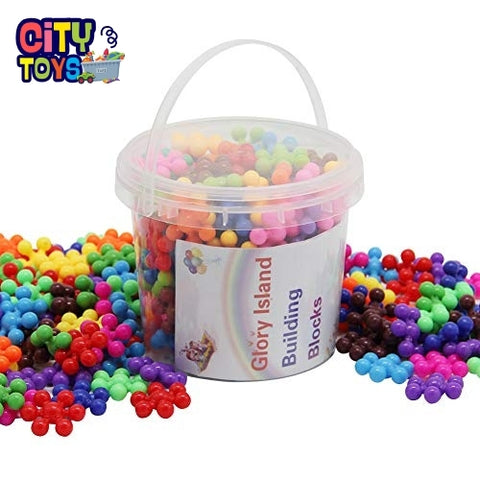 Glory Island Plum Building Blocks STEM Educational Toys for Kids - 120 Pieces with Storage Box