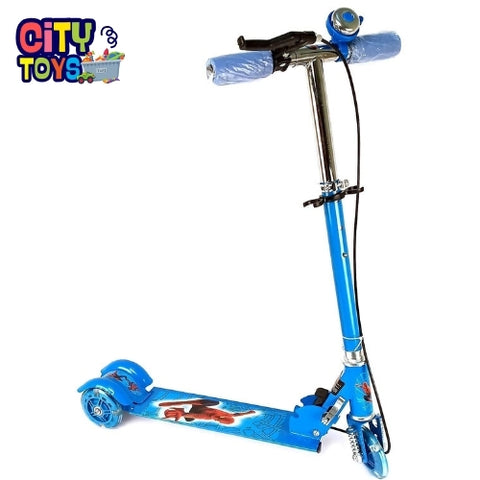 Dark Kick Scooter for Kids 3 Wheeler Foldable Kick Skating Cycle with Brake and Bell, LED on Wheels and Height Adjustable for Boys